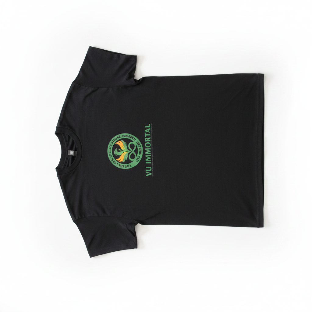 VU Immortal Black Cotton Tee - Flat Lay