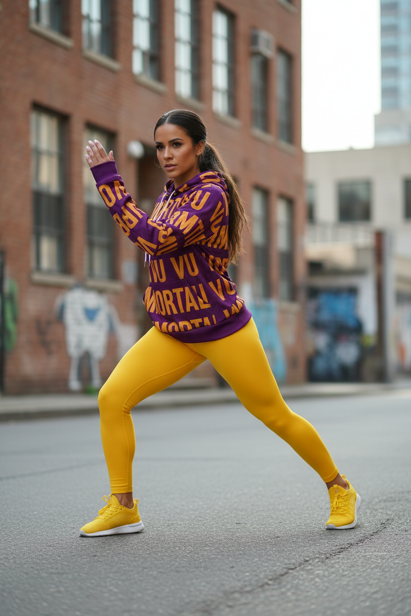 VU Immortal Hoodie – Female Model Yellow Tights