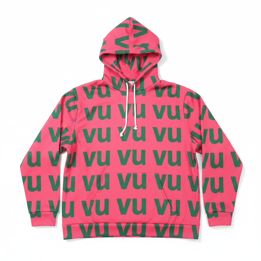 VU Immortal Sports Pink & Green Hoodie - Crisp Studio Shot