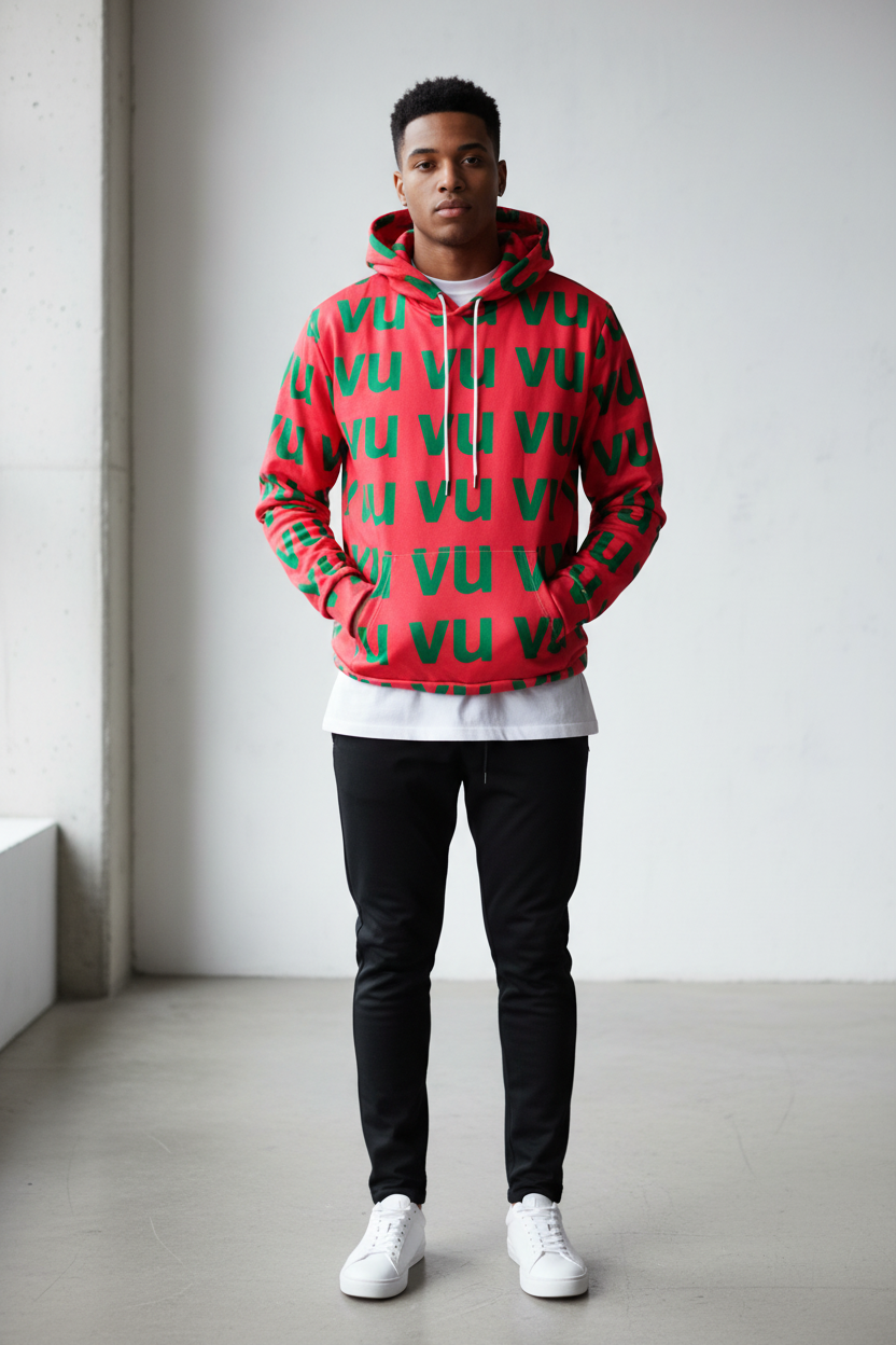 VU Immortal Sports Red & Green Hoodie - Model