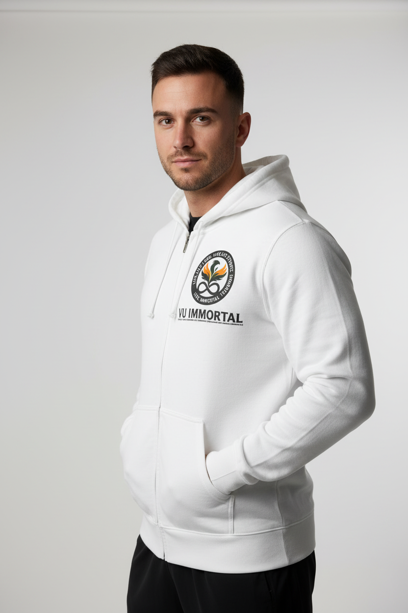 VU Immortal White Zip-Up Hoodie